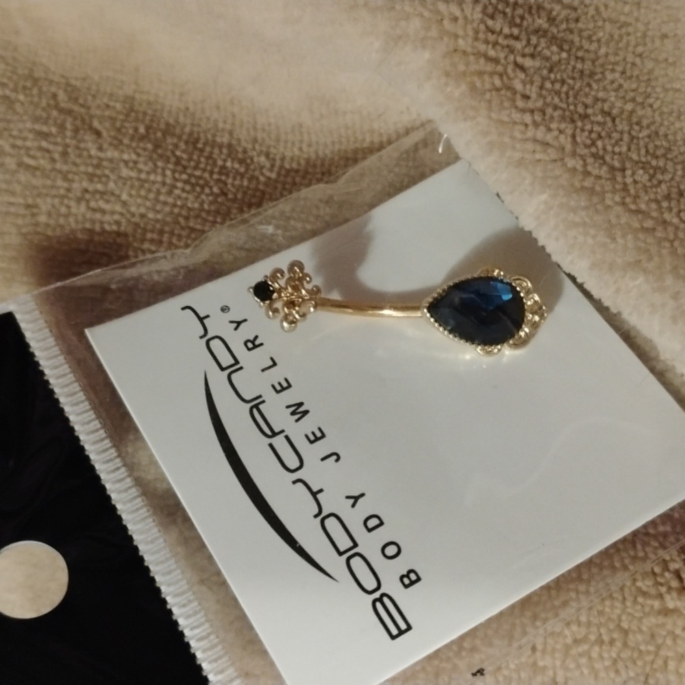 Body Candy Gold and Blue Teardrop Earrings